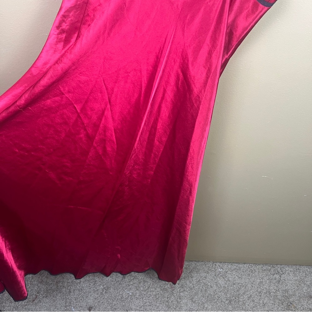 Vintage Vanity Fair Red Slip Dress Nightgown Made in USA Women's Med Black Lace - Picture 6 of 10